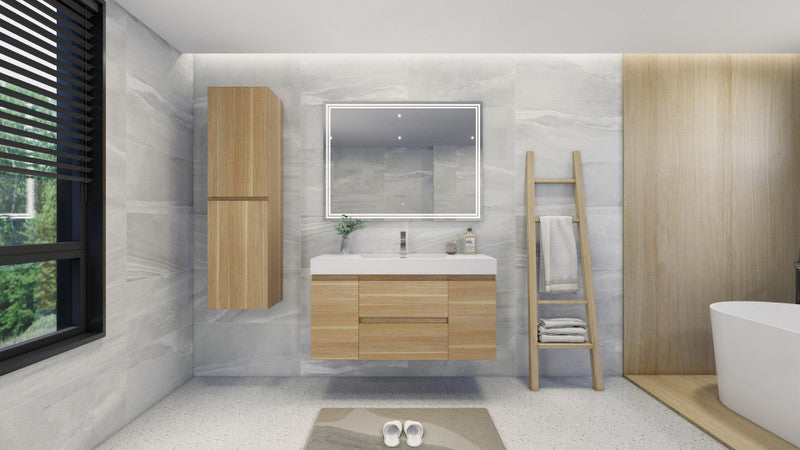 Fortune 48" Wall Mounted Bathroom Vanity with Reinforced Acrylic Integrated Sink Top