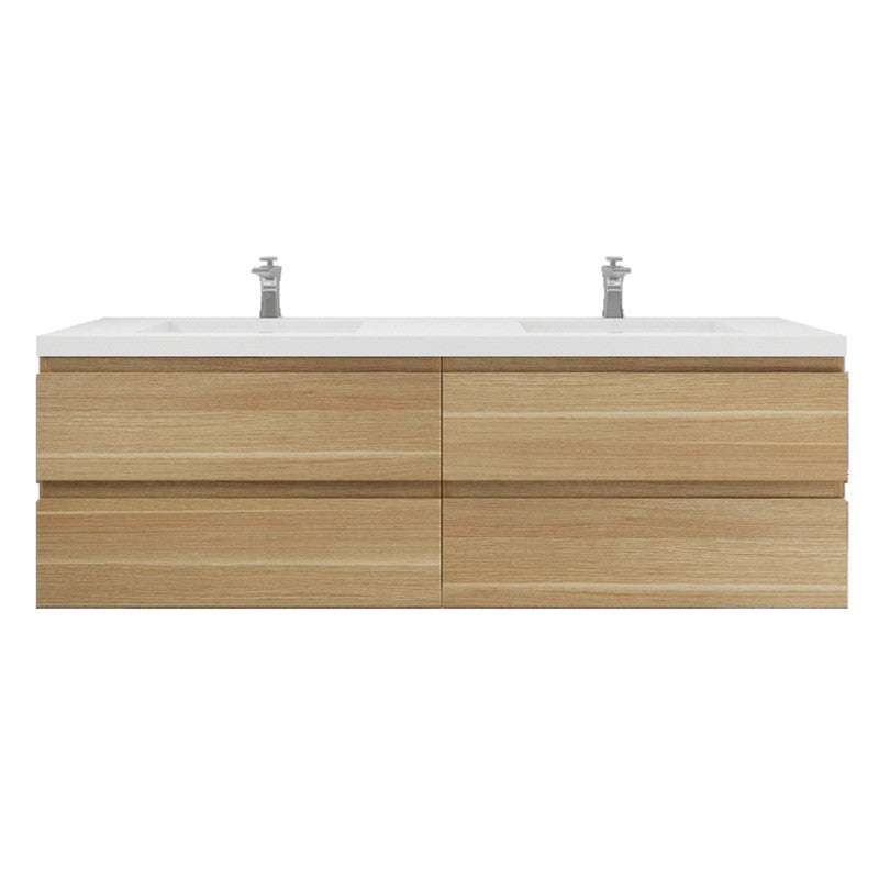 Bohemia Lina 72" Wall Mounted Bathroom Vanity with Reinforced Acrylic Integrated Sink Top