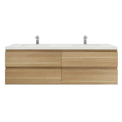 Bohemia Lina 72" Wall Mounted Bathroom Vanity with Reinforced Acrylic Integrated Sink Top