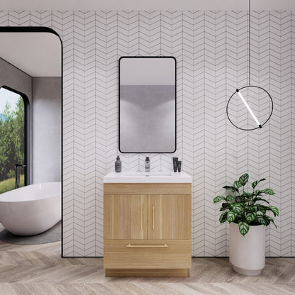 Elsa 30" Freestanding Bathroom Vanity with Reinforced Acrylic Integrated Sink Top