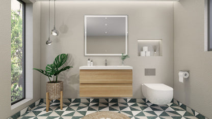 Bohemia Lina 42" Wall Mounted Bathroom Vanity with Reinforced Acrylic Integrated Sink Top