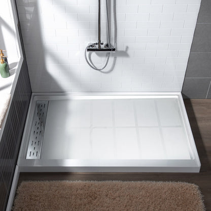 Offset Solid Surface Shower Base Pan