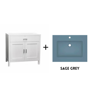 Newport 36" Freestanding Bathroom Vanity with Solid Surface Integrated Sink Top