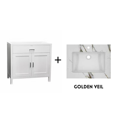 Newport 36" Freestanding Bathroom Vanity with Solid Surface Integrated Sink Top