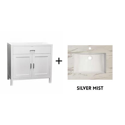 Newport 36" Freestanding Bathroom Vanity with Solid Surface Integrated Sink Top