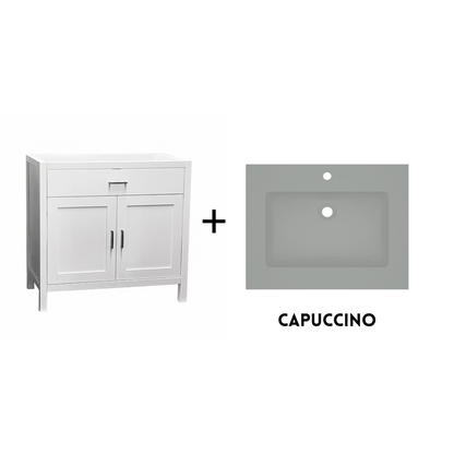 Newport 36" Freestanding Bathroom Vanity with Solid Surface Integrated Sink Top