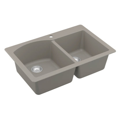 Stonera 32" Quartz Composite Top Mount Double Basin Kitchen Sink