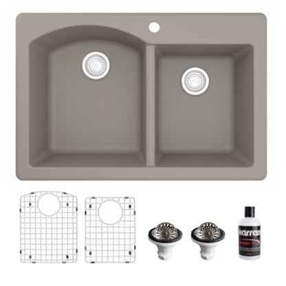 Stonera 32" Quartz Composite Top Mount Double Basin Kitchen Sink