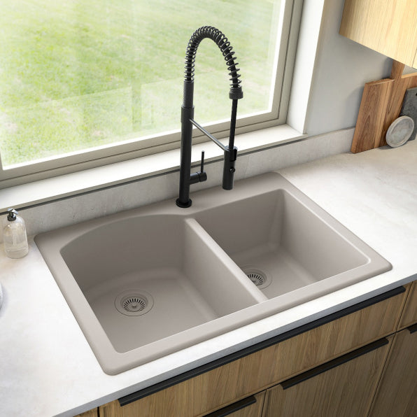 Stonera 32" Quartz Composite Top Mount Double Basin Kitchen Sink