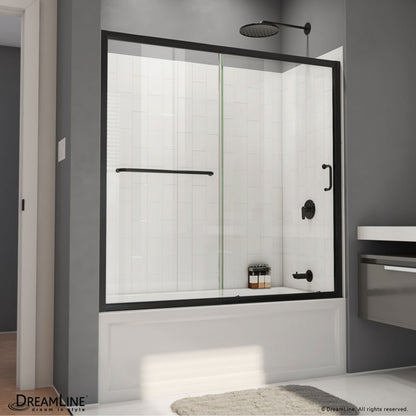 Infinity-Z Semi-Frameless Single Sliding Tub Door Kit with Subway Style Wall