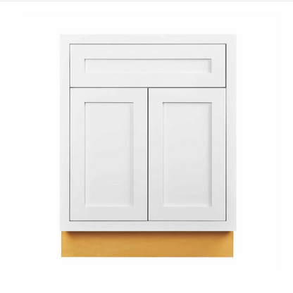 RTA 27"W Kitchen Base Cabinet with Double Doors and One Drawer in Snow White Inset Shaker