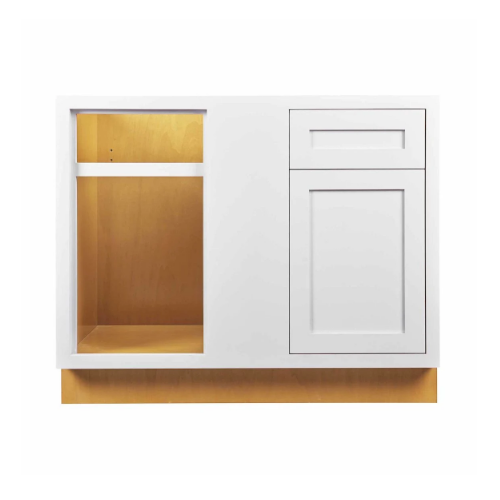 RTA 42"W Kitchen Base Blind Corner Cabinet with One Door and One Drawer in Snow White Inset Shaker