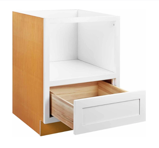 RTA 27"W Kitchen Base Microwave Cabinet in Snow White Inset Shaker