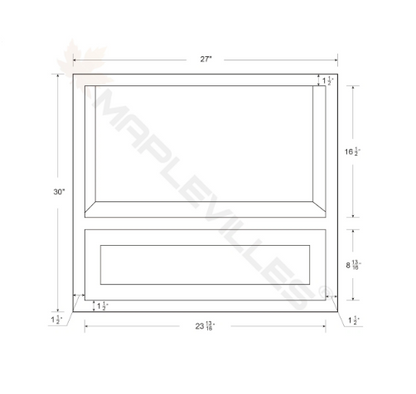 RTA 27"W Kitchen Base Microwave Cabinet in Snow White Inset Shaker