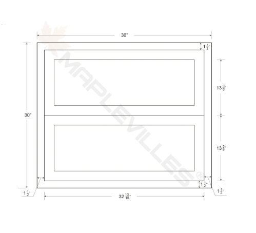 RTA 36"W Kitchen Two Drawer Base Cabinet in Snow White Inset Shaker