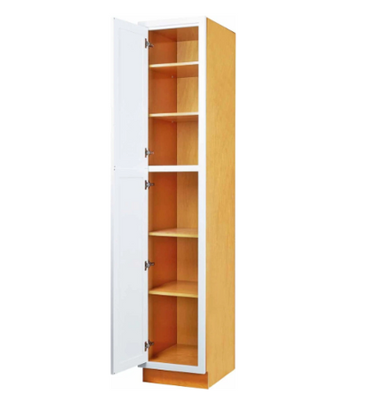 RTA 18"W x 93"H Kitchen Pantry Cabinet with Double Doors and Four Shelves in Snow White Inset Shaker
