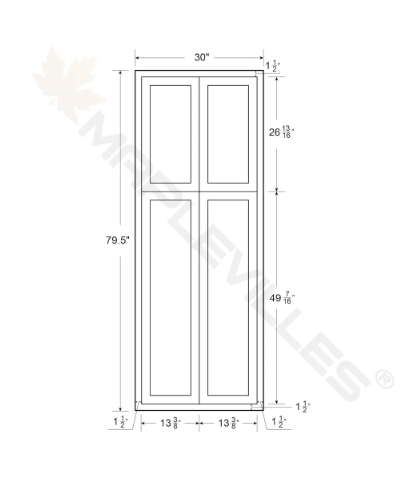 RTA 30"W x 84"H Kitchen Pantry Cabinet with Four Doors and Four Shelves in Snow White Inset Shaker