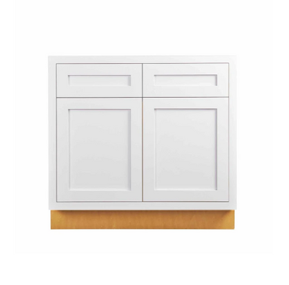 RTA 33"W Kitchen Sink Base Cabinet with Double Doors in Snow White Inset Shaker