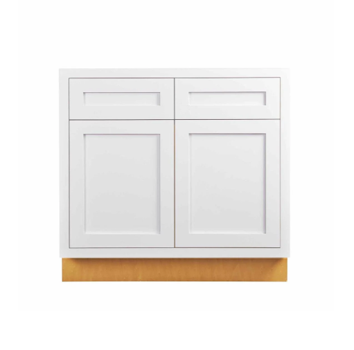 RTA 33"W Kitchen Sink Base Cabinet with Double Doors in Snow White Inset Shaker