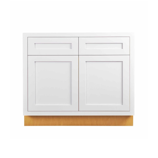 RTA 36"W Kitchen Sink Base Cabinet with Double Doors in Snow White Inset Shaker
