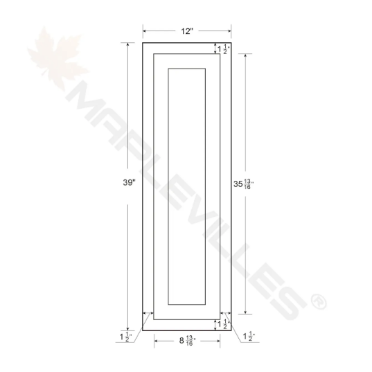 RTA 12"W and 39"H Kitchen Wall Cabinet with Single Door and Two Shelves in Snow White Inset Shaker