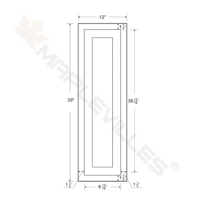 RTA 12"W and 39"H Kitchen Wall Cabinet with Single Door and Two Shelves in Snow White Inset Shaker