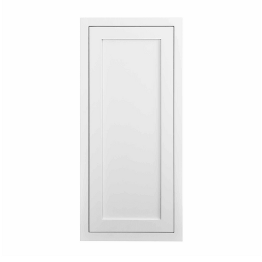 RTA 15"W and 30"H Kitchen Wall Cabinet with Single Door and Two Shelves in Snow White Inset Shaker