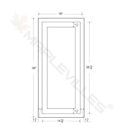 RTA 18"W and 39"H Kitchen Wall Cabinet with Single Door and Two Shelves in Snow White Inset Shaker