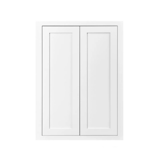RTA 24"W x 30"H Kitchen Wall Cabinet with Double Doors and Two Shelves in Snow White Inset Shaker