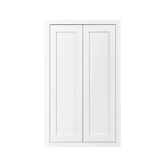 RTA 24"W x 39"H Kitchen Wall Cabinet with Double Doors and Two Shelves in Snow White Inset Shaker