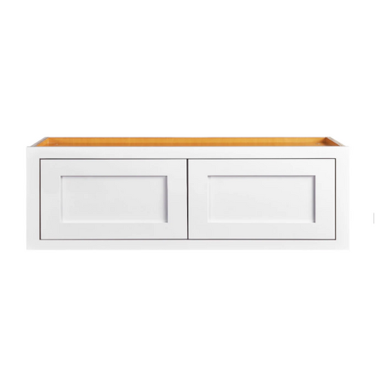 RTA 36"W and 12"H Kitchen Wall Fridge Cabinet with Double Doors in Snow White Inset Shaker