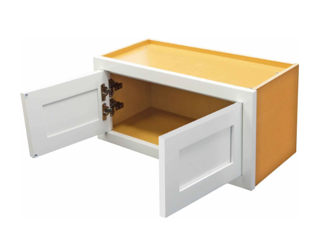 RTA 36"W and 15"H Kitchen Wall Fridge Cabinet with Double Doors in Snow White Inset Shaker