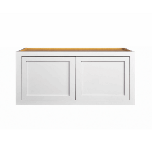 RTA 36"W and 18"H Kitchen Wall Fridge Cabinet with Double Doors in Snow White Inset Shaker