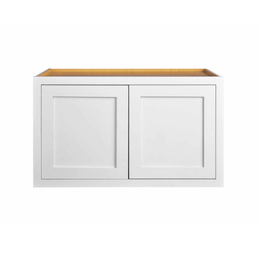 RTA 36"W and 21"H Kitchen Wall Fridge Cabinet with Double Doors in Snow White Inset Shaker
