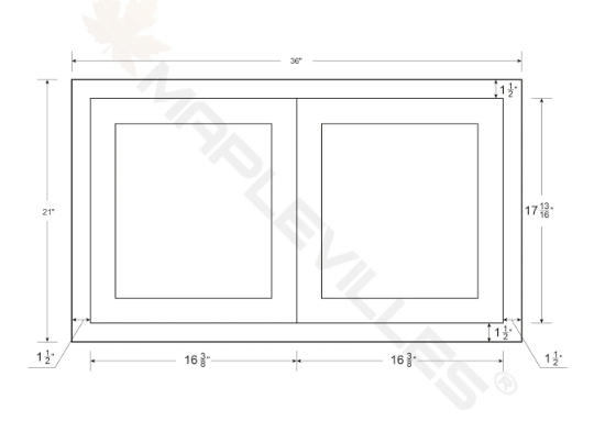 RTA 36"W and 21"H Kitchen Wall Fridge Cabinet with Double Doors in Snow White Inset Shaker