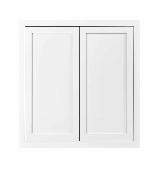 RTA 36"W x 39"H Kitchen Wall Cabinet with Double Doors and Two Shelves in Snow White Inset Shaker