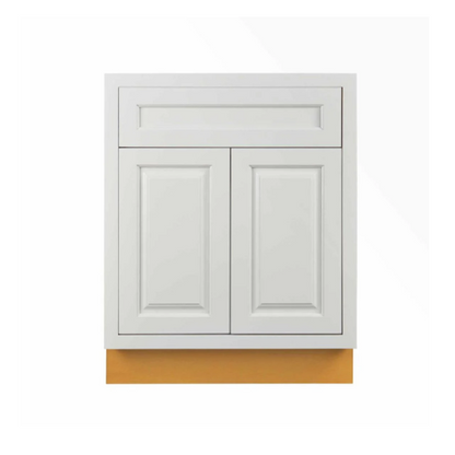 RTA 24"W Kitchen Base Cabinet with Double Doors and One Drawer in Vintage White Inset Raised Panel