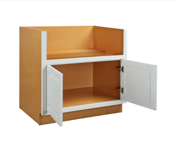 RTA 33"W Kitchen Farmhouse Sink Base Cabinet with Double Doors in Vintage White Inset Raised Panel