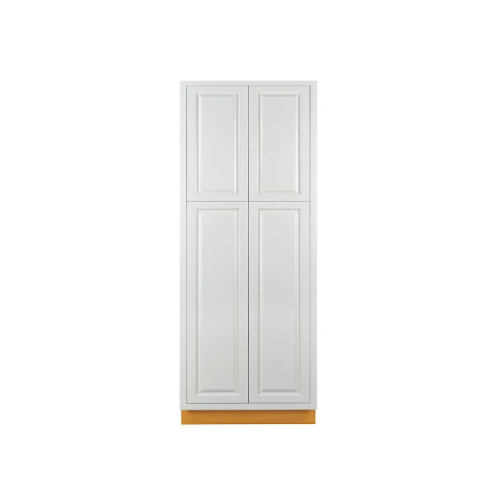 RTA 30"W x 84"H Kitchen Pantry Cabinet with Four Doors and Four Shelves in Vintage White Inset Raised Panel