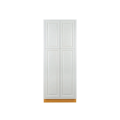 RTA 30"W x 84"H Kitchen Pantry Cabinet with Four Doors and Four Shelves in Vintage White Inset Raised Panel