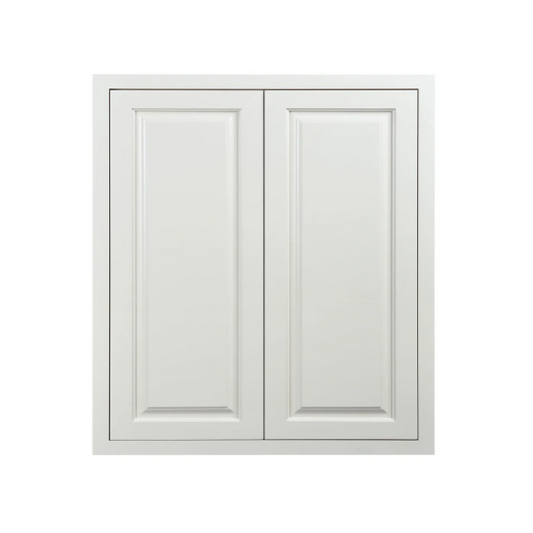 RTA 27"W x 30"H Kitchen Wall Cabinet with Double Doors and Two Shelves in Vintage White Inset Raised Panel