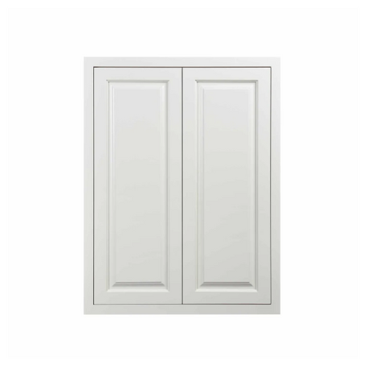 RTA 27"W x 39"H Kitchen Wall Cabinet with Double Doors and Two Shelves in Vintage White Inset Raised Panel