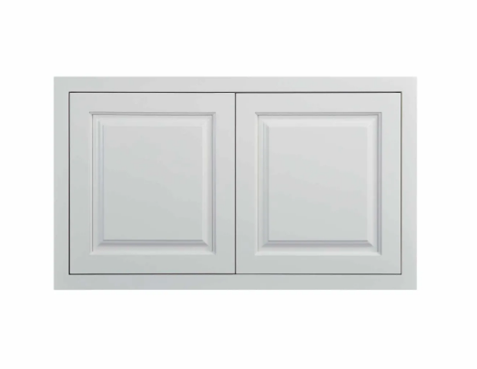 RTA 36"W x 21"H Kitchen Wall Fridge Cabinet with Double Doors in Vintage White Inset Raised Panel