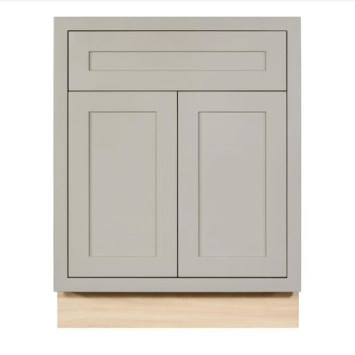 RTA 27"W Kitchen Base Cabinet with Double Doors and One Drawer in Tuscan Grey Inset Shaker