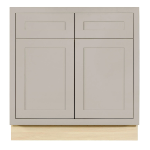 RTA 30"W Kitchen Base Cabinet with Double Doors and Double Drawers in Tuscan Grey Inset Shaker