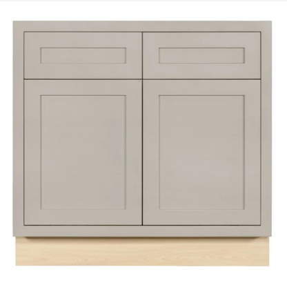 RTA 36"W Kitchen Base Cabinet with Double Doors and Double Drawers in Tuscan Grey Inset Shaker