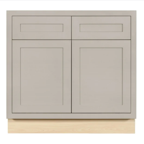 RTA 36"W Kitchen Base Cabinet with Double Doors and Double Drawers in Tuscan Grey Inset Shaker