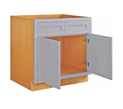 RTA 36"W Kitchen Base Cabinet with Double Doors and Double Drawers in Tuscan Grey Inset Shaker