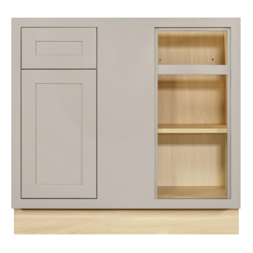 RTA 36"W Kitchen Base Blind Corner Cabinet with One Door and One Drawer in Tuscan Grey Inset Shaker