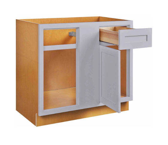 RTA 36"W Kitchen Base Blind Corner Cabinet with One Door and One Drawer in Tuscan Grey Inset Shaker